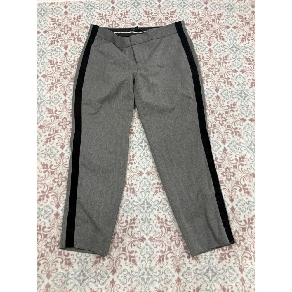 Banana Republic Avery Grey Velvet Side Stripe Ankle Pants Petite 10 Tuxedo Trim